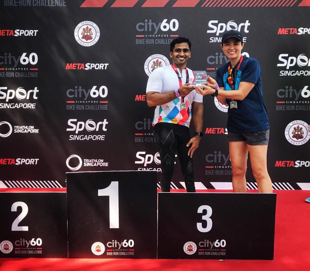 Congratulations to Prashant and Jean for their third place podium win at the City60 Bike-Run Challenge!